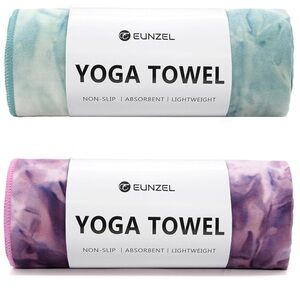 Lot of 2 Eunzel Hot Yoga Towel Mat Non-Slip Sweat Absorbent Pilates Workout